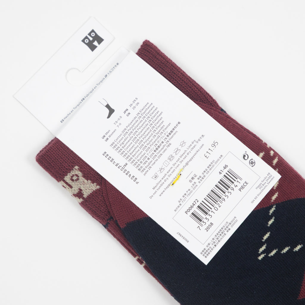 HAPPY SOCKS Argyle Socks in DARK RED