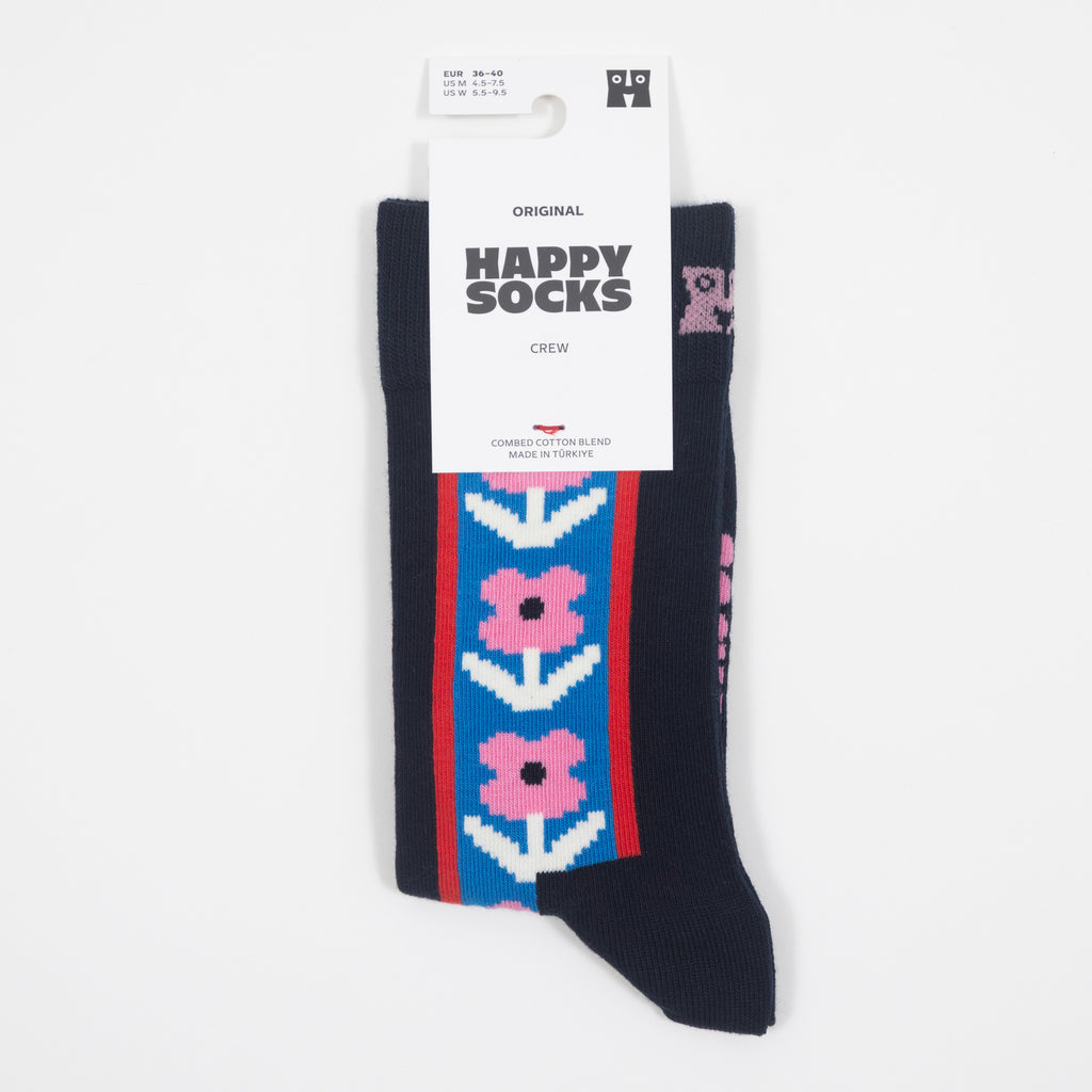 HAPPY SOCKS Vertical Flowers Socks in NAVY