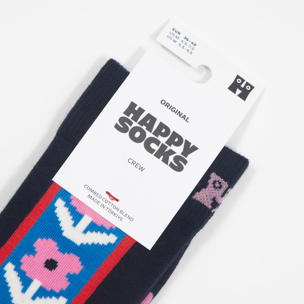 HAPPY SOCKS Vertical Flowers Socks in NAVY