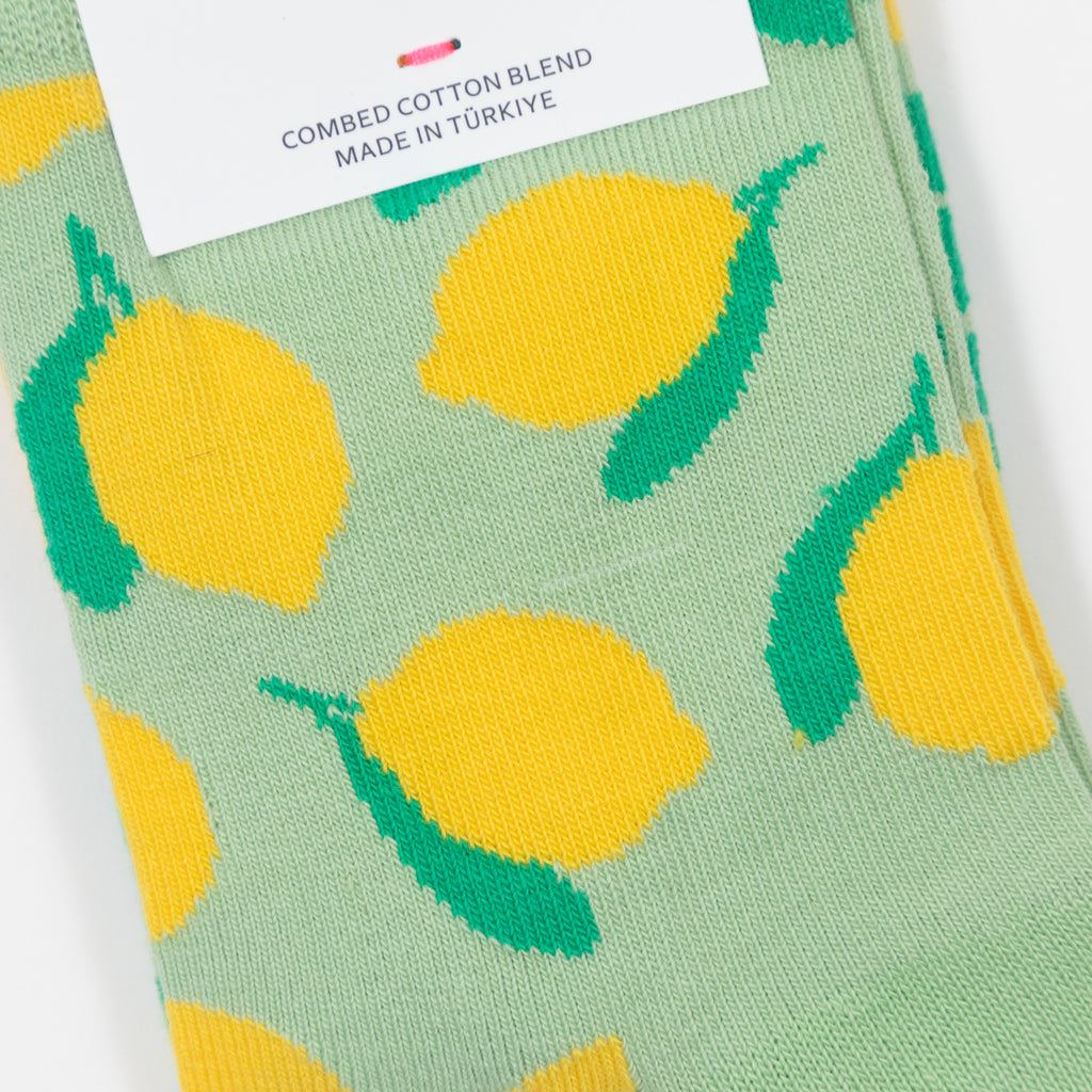 HAPPY SOCKS Lemon Short Crew Socks in LIGHT GREEN