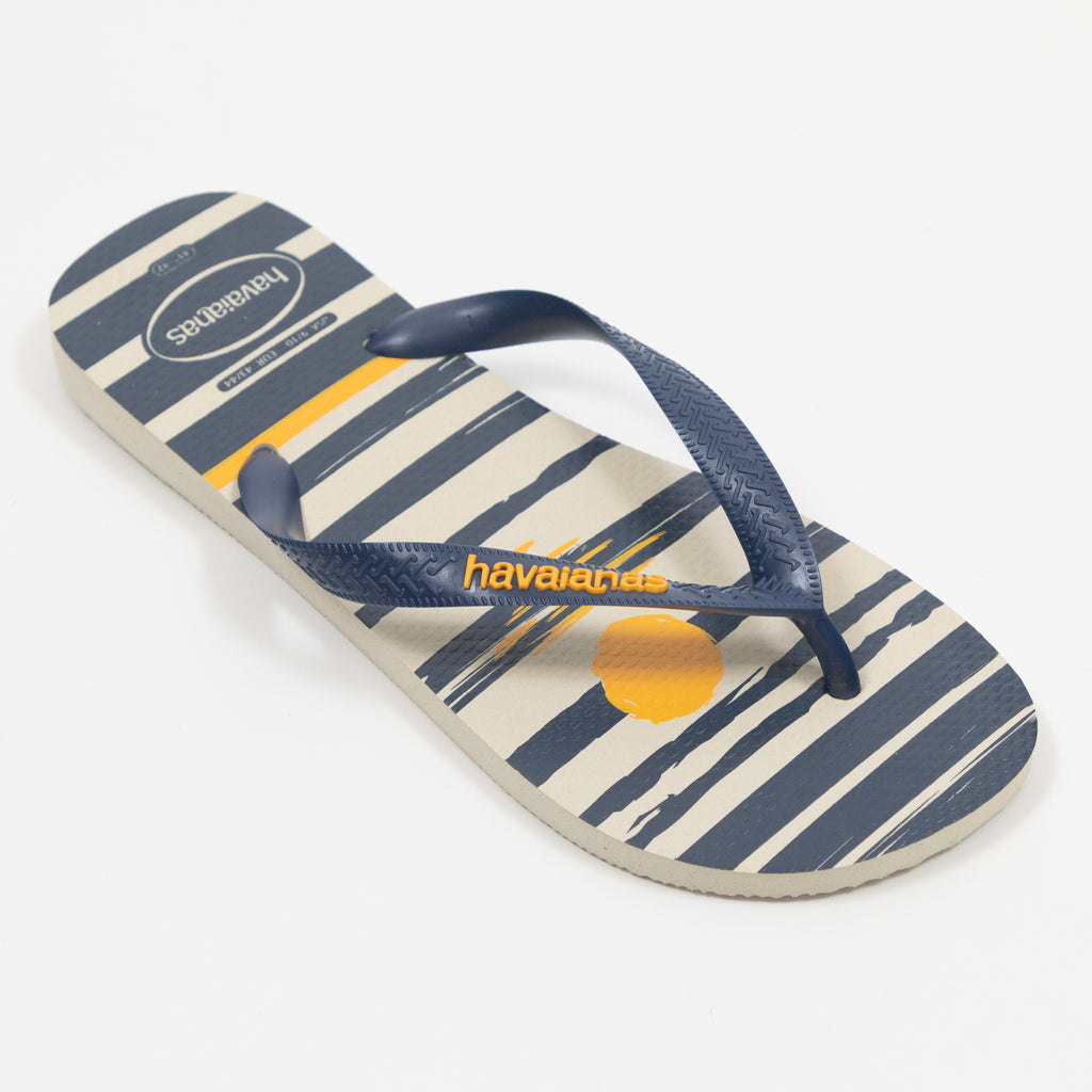 HAVAIANAS Top Nautical Flip Flops in BEIGE & NAVY BLUE