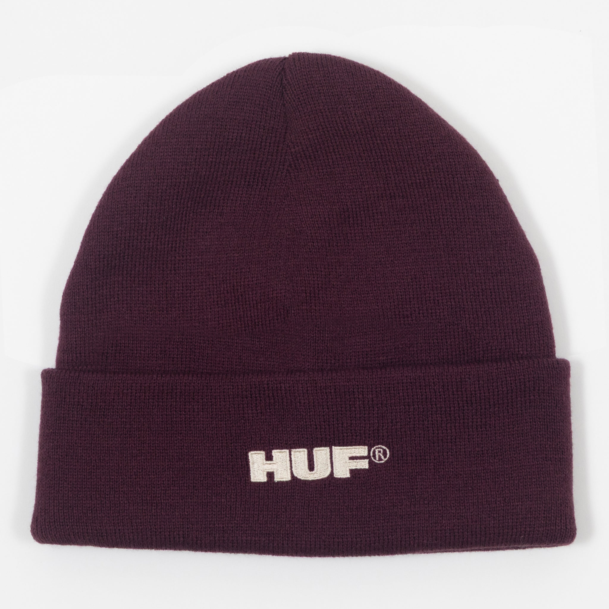 HUF All Caps Cuff Beanie in BURGUNDY