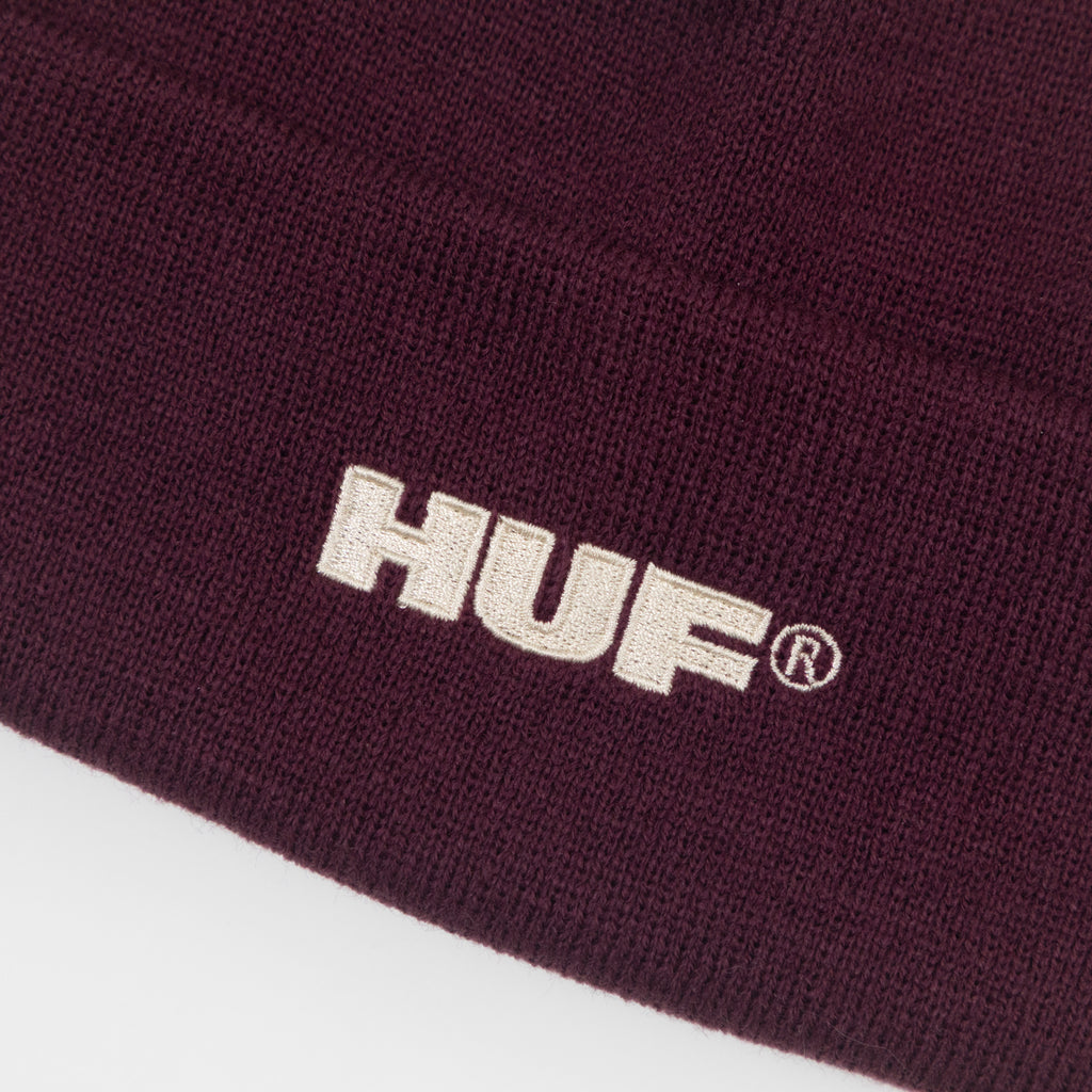 HUF All Caps Cuff Beanie in BURGUNDY