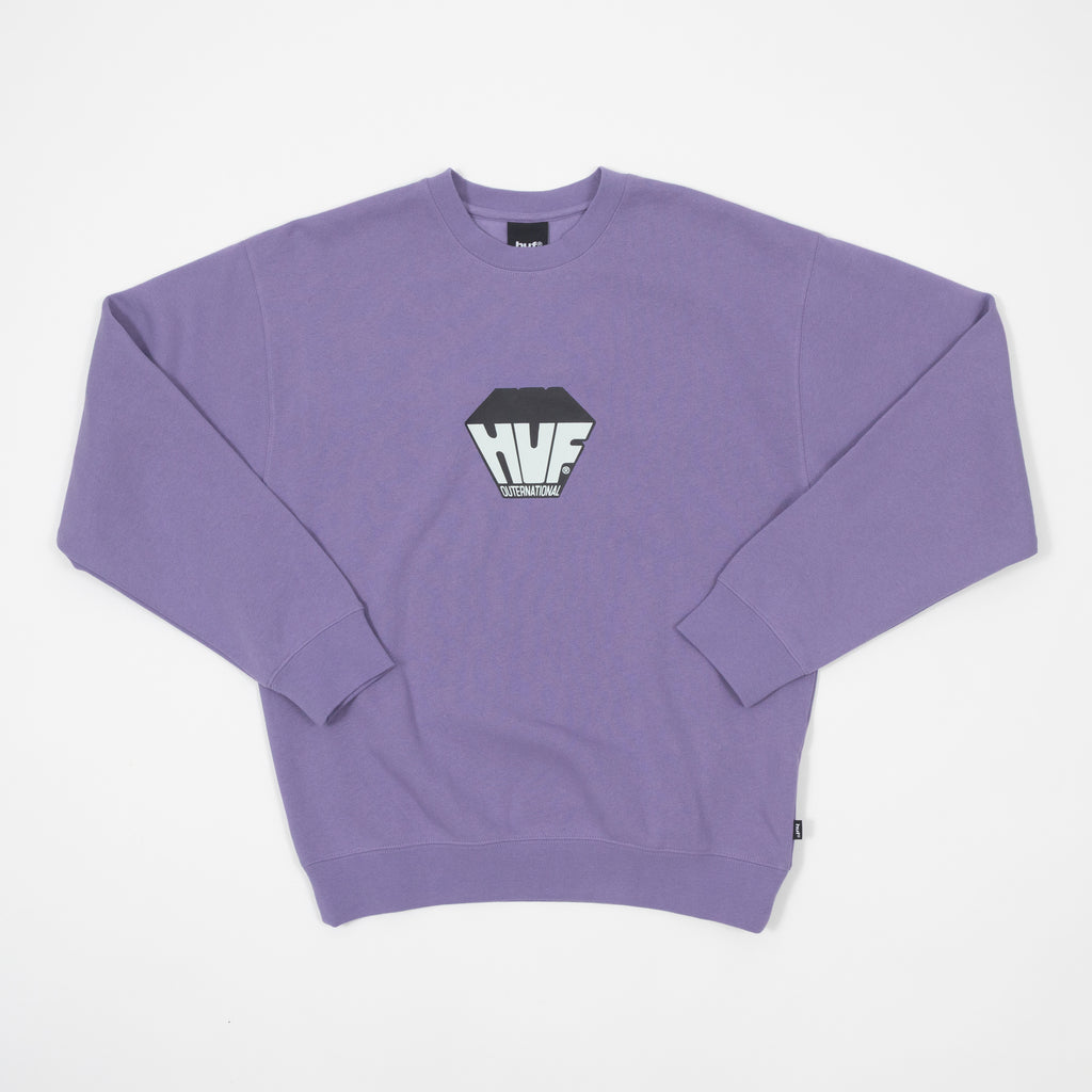 HUF Big Block Crewneck Sweatshirt in DUST PURPLE