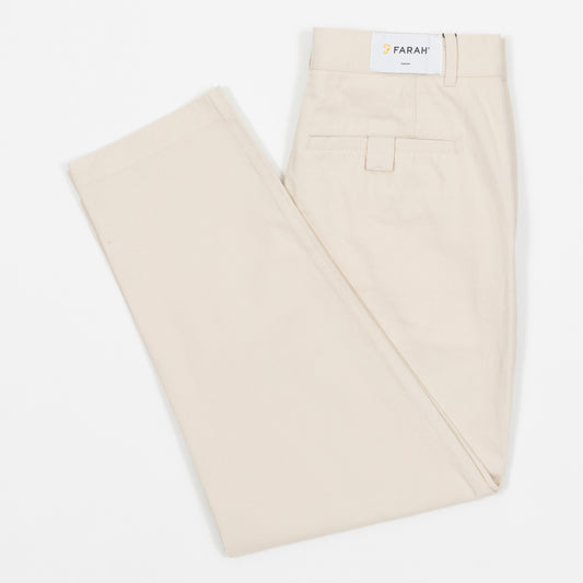 FARAH Hawtin Tapered Fit Twill Trousers in CREAM