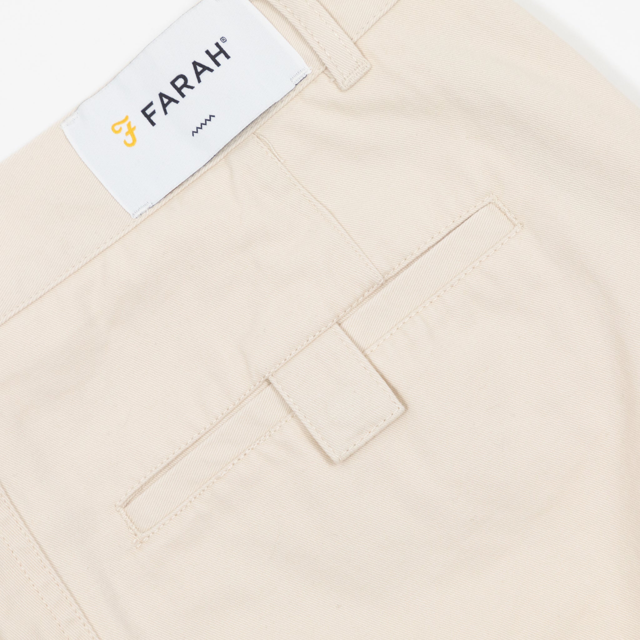 FARAH Hawtin Tapered Fit Twill Trousers in CREAM