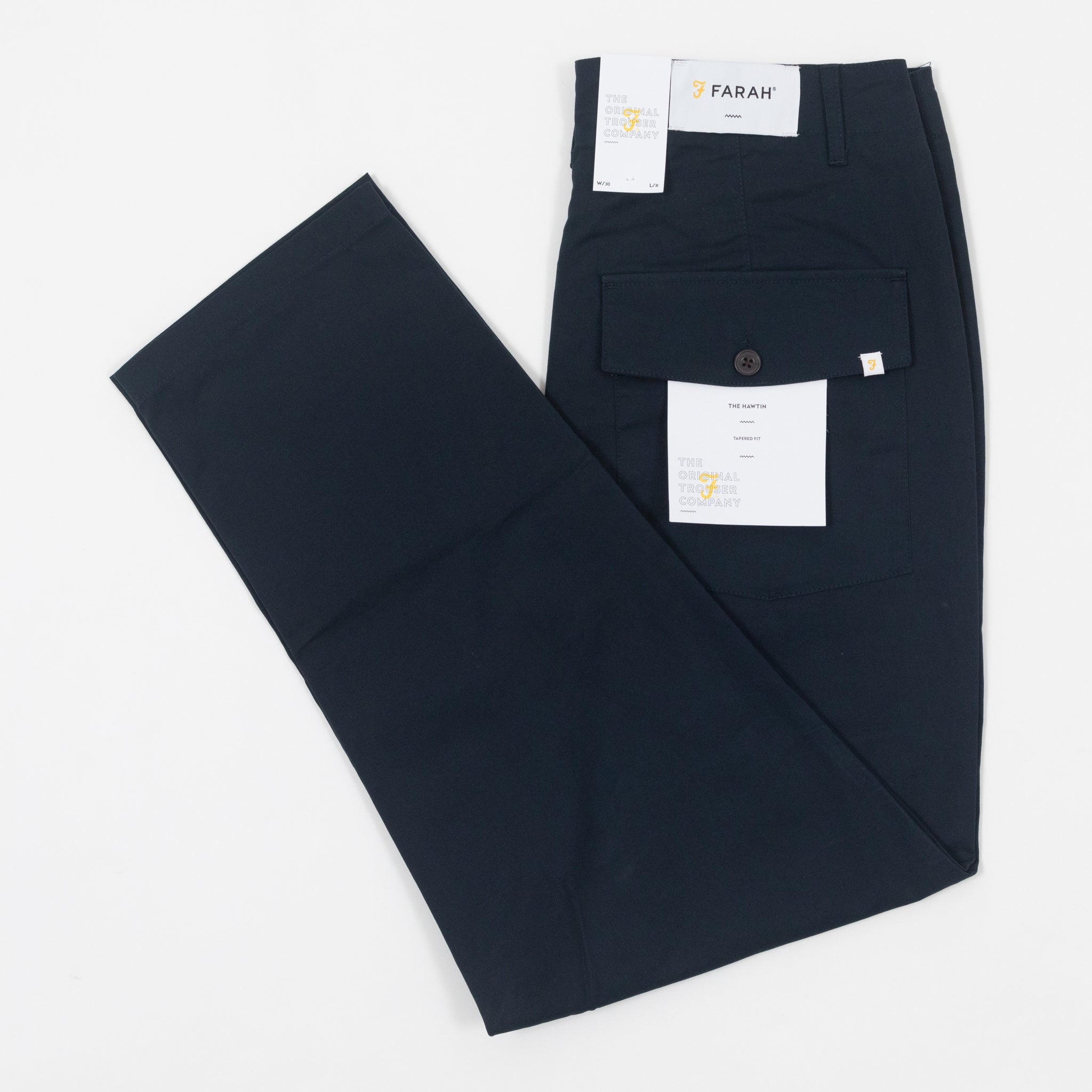 FARAH Hawtin Patch Fine Twill Trousers in NAVY