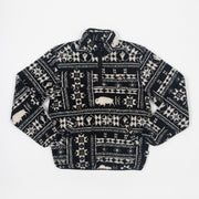 DICKIES Hays Quarter Zip Sherpa Jacket in BLACK & WHITE