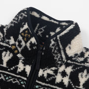 DICKIES Hays Quarter Zip Sherpa Jacket in BLACK & WHITE