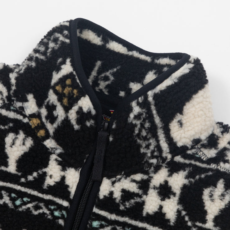 DICKIES Hays Quarter Zip Sherpa Jacket in BLACK & WHITE