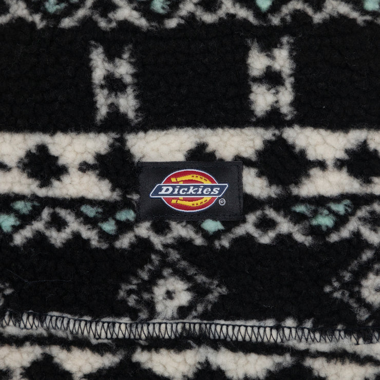 DICKIES Hays Quarter Zip Sherpa Jacket in BLACK & WHITE