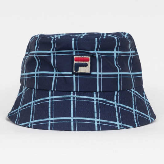 FILA Heritage Check Bucket Hat in BLUE & NAVY