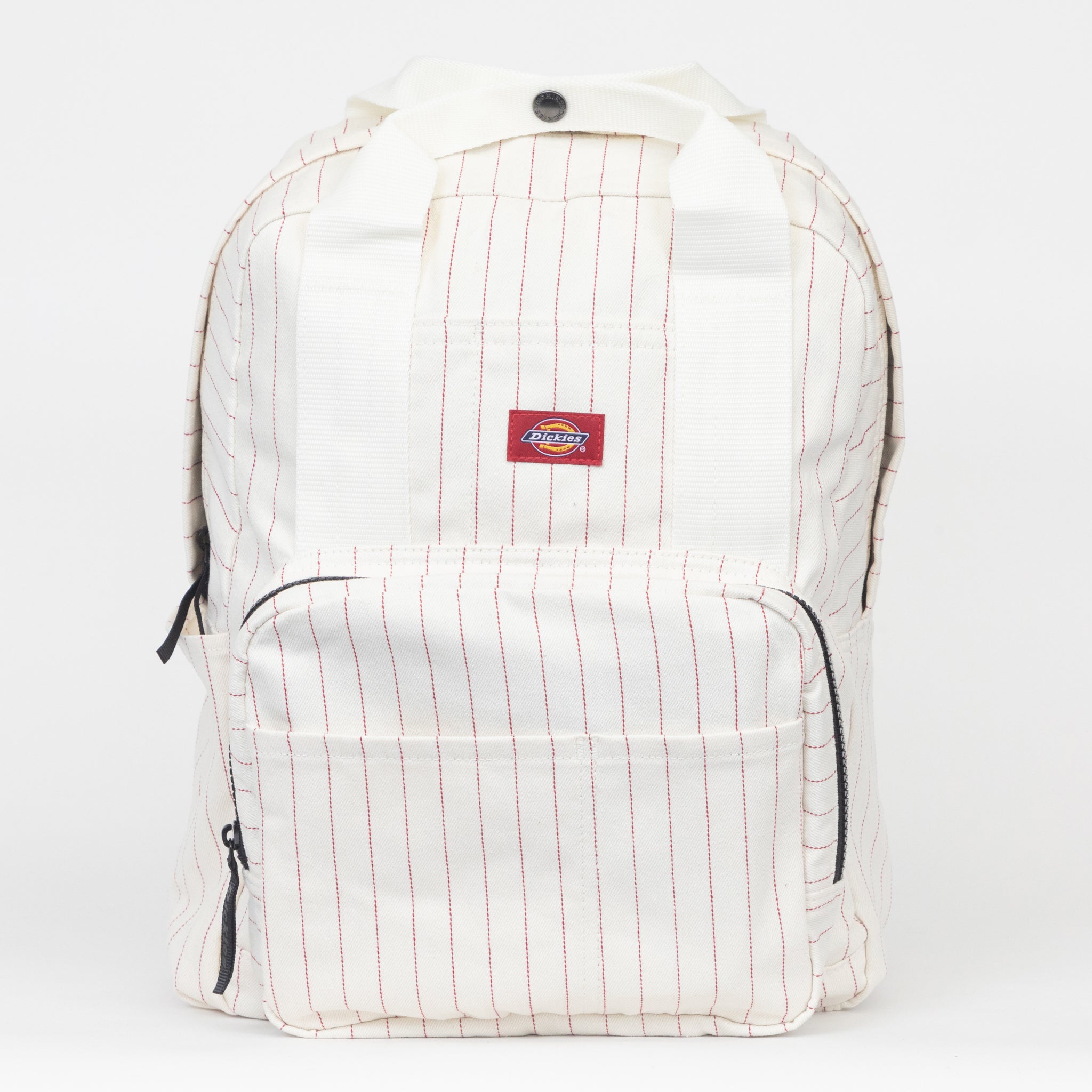 DICKIES Hickory Stripe Lisbon Backpack in WHITE & RED