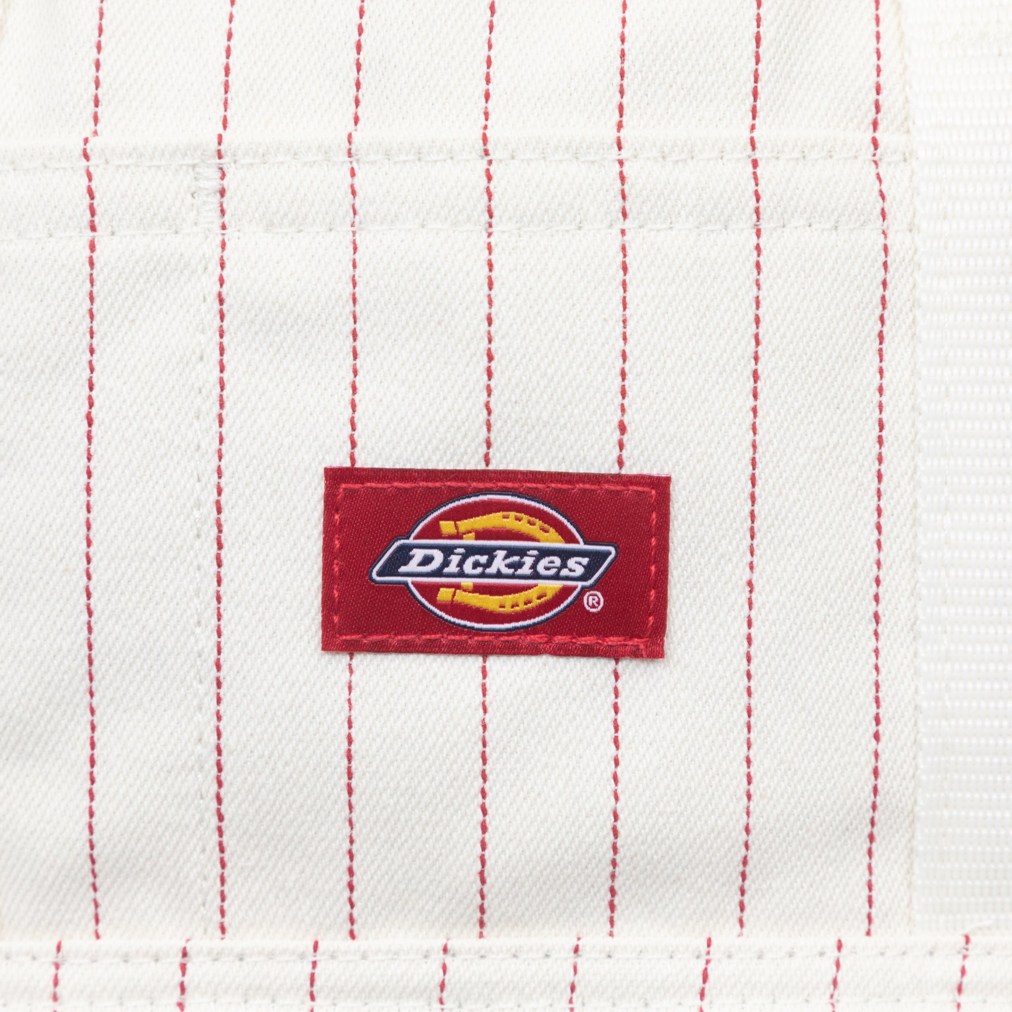 DICKIES Hickory Stripe Lisbon Backpack in WHITE & RED