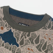 KAVU Highline Sasquatch Knit Sweatshirt in GREEN & BEIGE