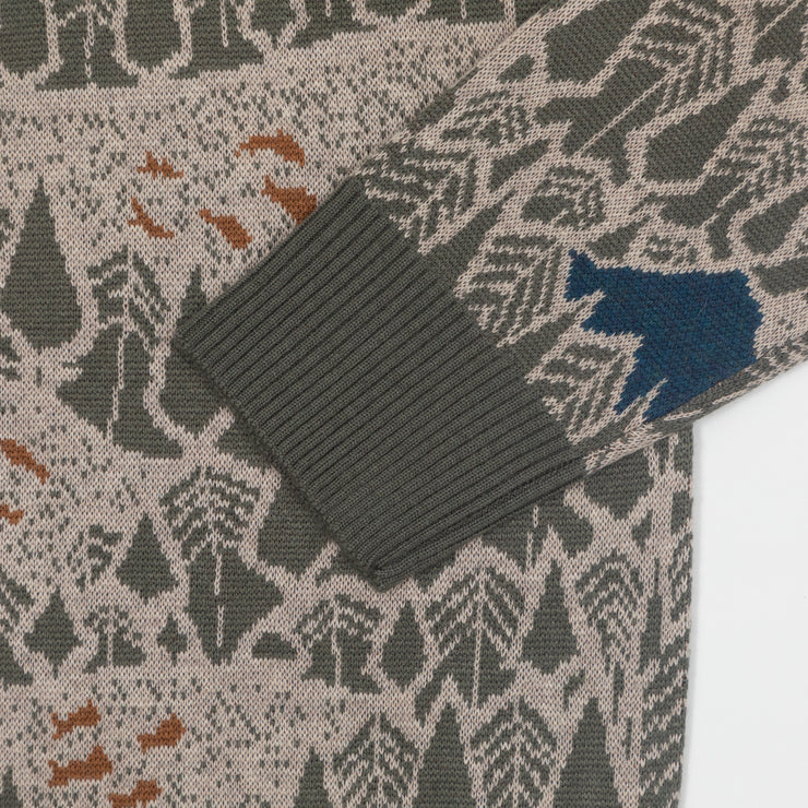 KAVU Highline Sasquatch Knit Sweatshirt in GREEN & BEIGE