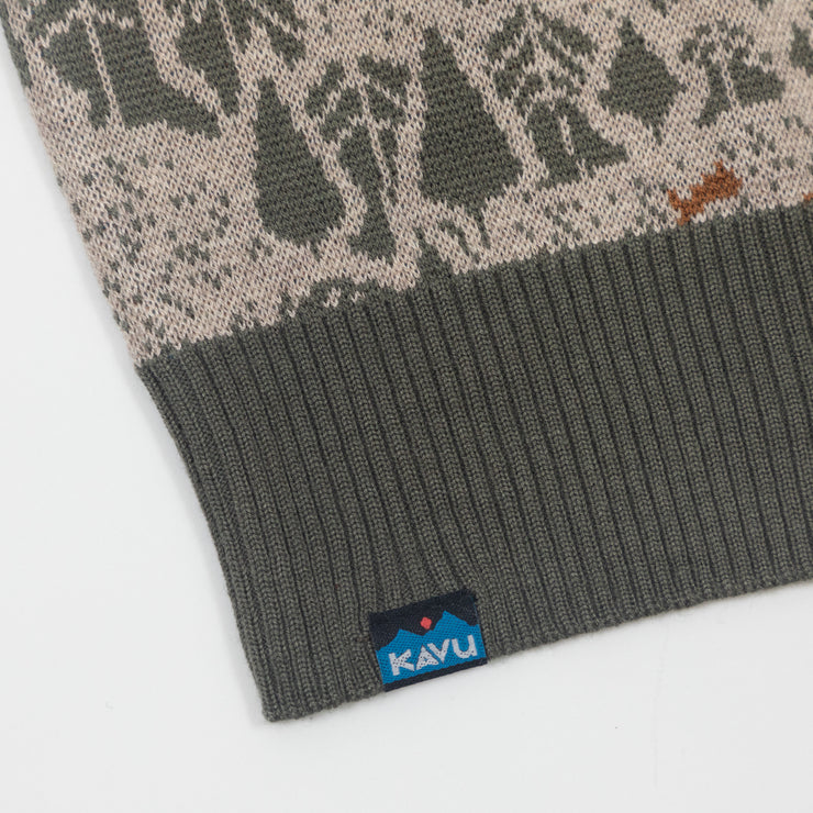 KAVU Highline Sasquatch Knit Sweatshirt in GREEN & BEIGE