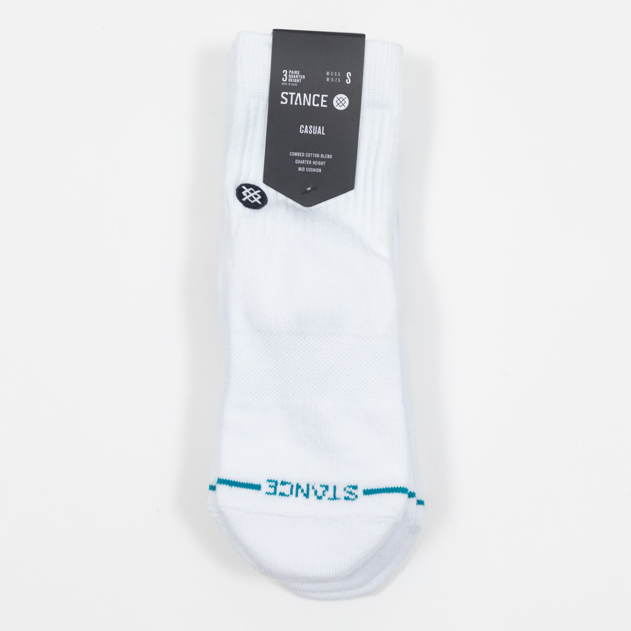 STANCE Icon 3 Pack Quarter Height Socks in WHITE
