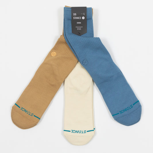 STANCE Icon 3 Pack Socks in BLUE & BEIGE