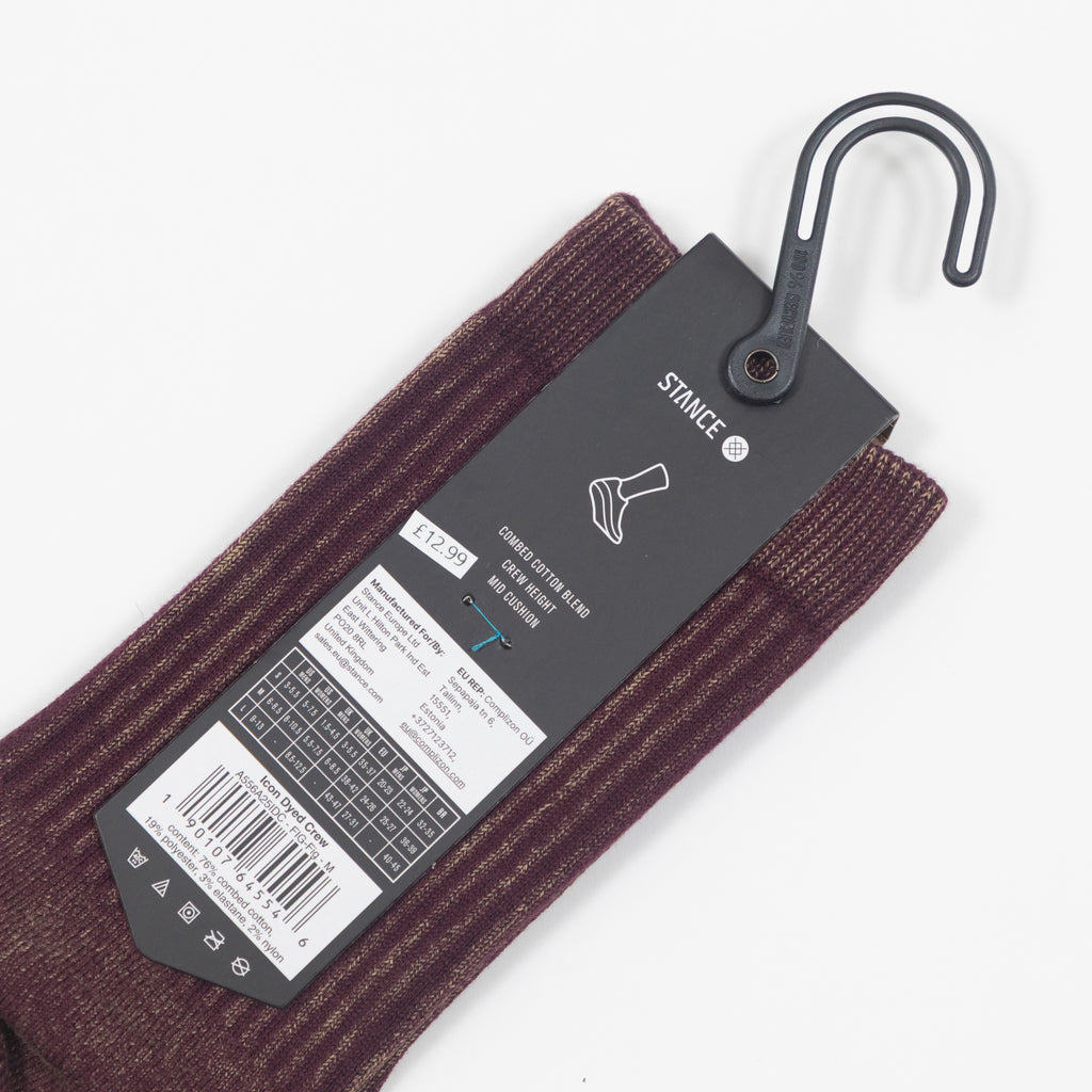 STANCE Icon Dyed Crew Socks in FIG