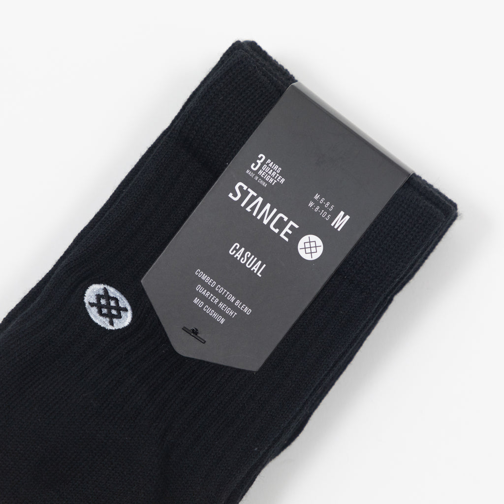 STANCE Icon 3 Pack Quarter Height Socks in BLACK