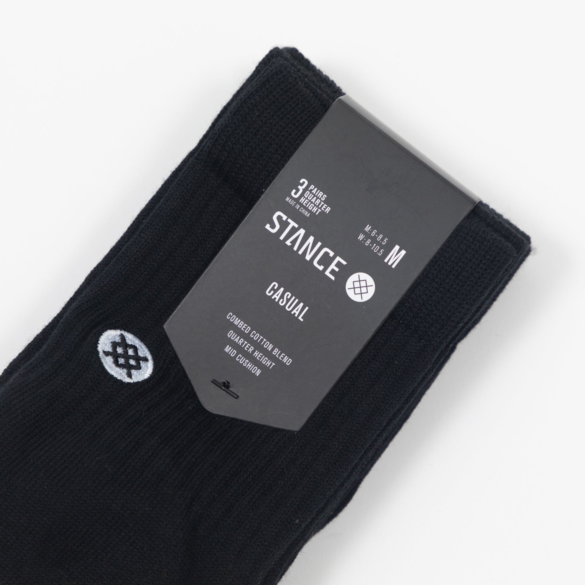 STANCE Icon 3 Pack Quarter Height Socks in BLACK