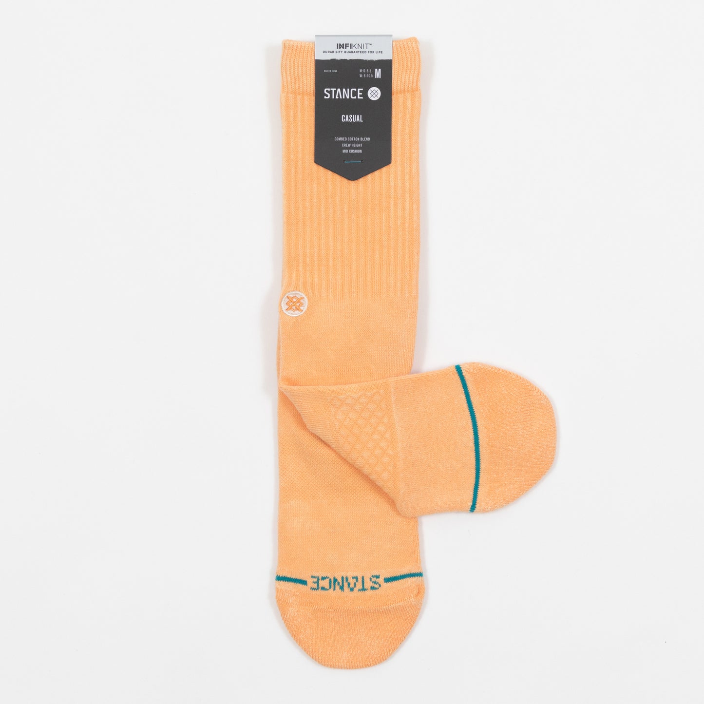 STANCE Icon Washed Crew Socks in PEACH