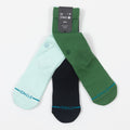 STANCE Icon 3 Pack Crew Socks in GREEN & BLUE