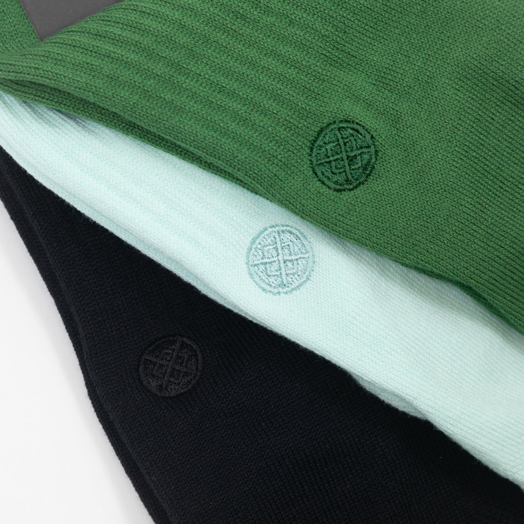 STANCE Icon 3 Pack Crew Socks in GREEN & BLUE