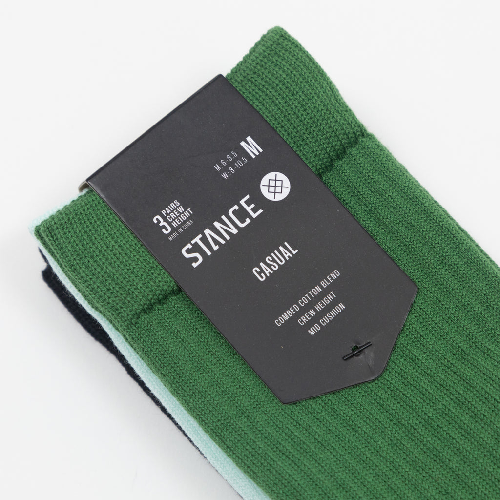 STANCE Icon 3 Pack Crew Socks in GREEN & BLUE