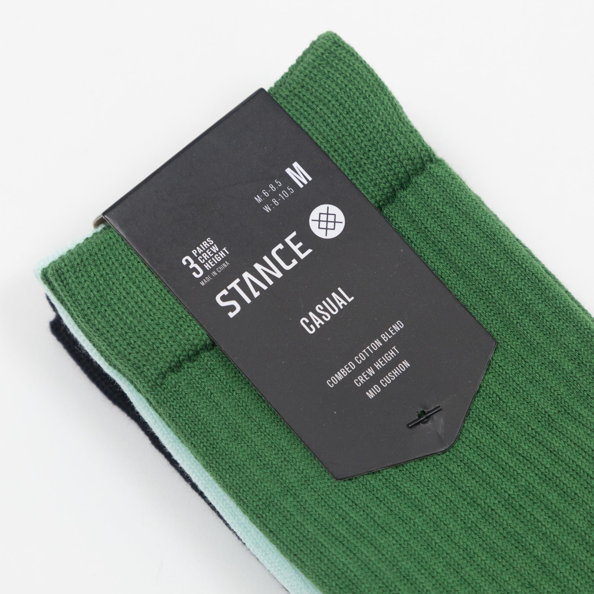 STANCE Icon 3 Pack Crew Socks in GREEN & BLUE