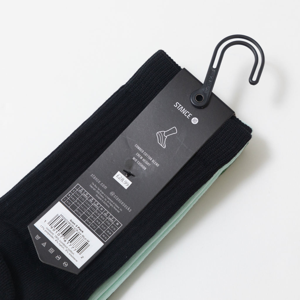 STANCE Icon 3 Pack Crew Socks in GREEN & BLUE