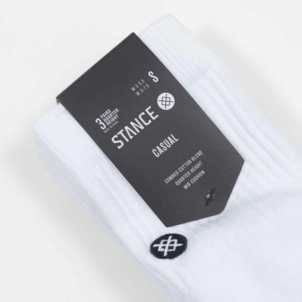 STANCE Icon 3 Pack Quarter Height Socks in WHITE