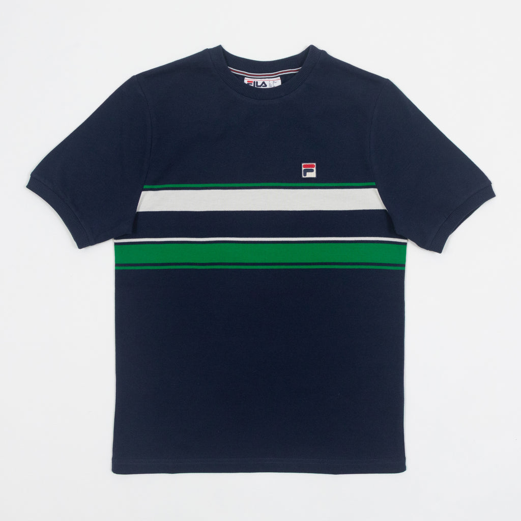 FILA Iggy Yarn Dye T-Shirt in NAVY & GREEN