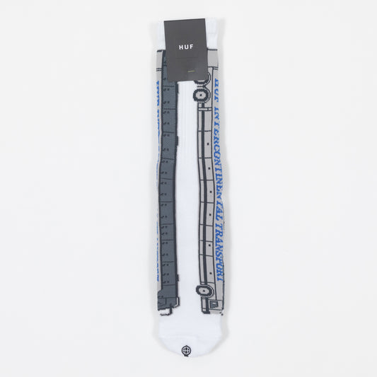 HUF International Transport Crew Socks in WHITE