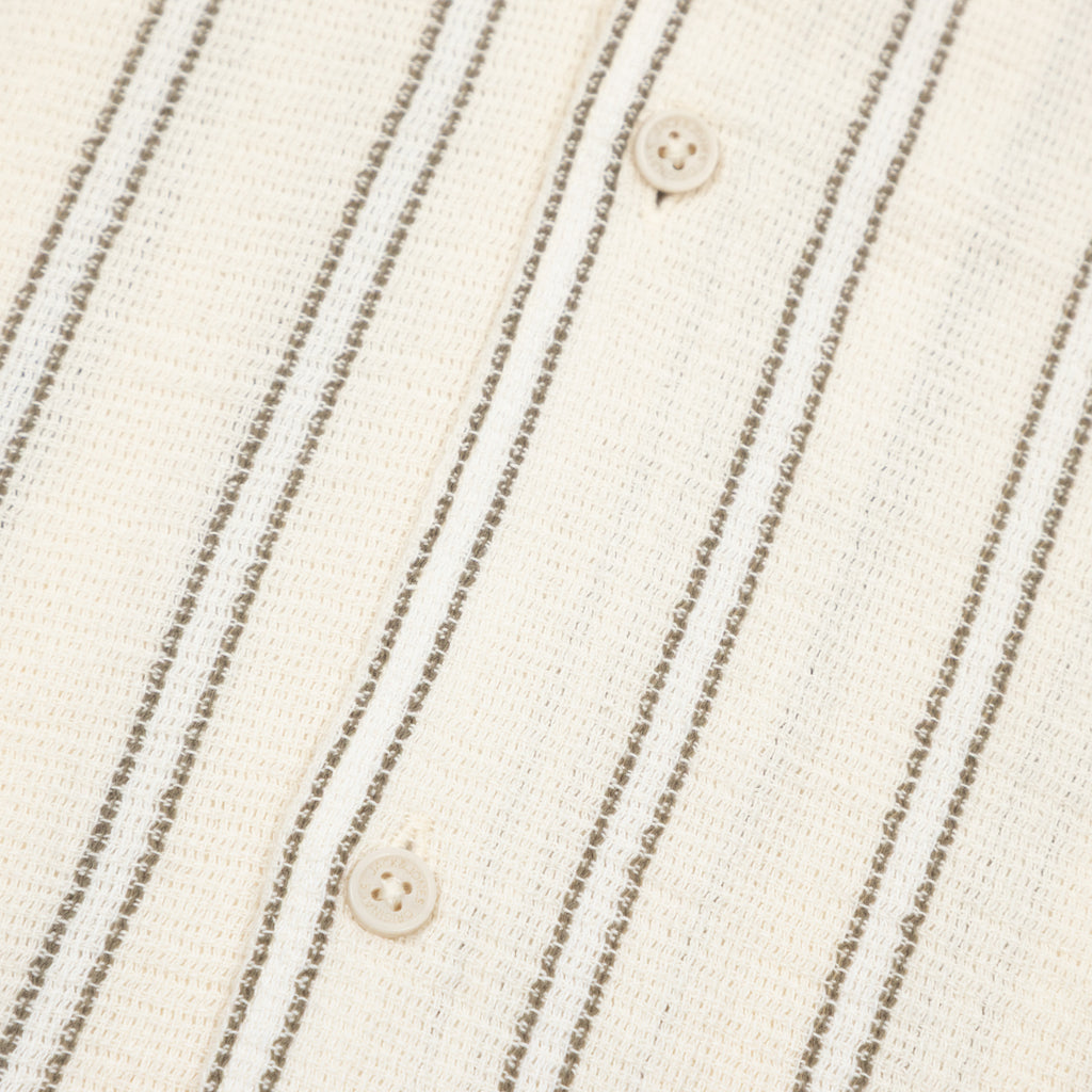 JACK & JONES Coba Stripe Resort Shirt in ANTIQUE WHITE
