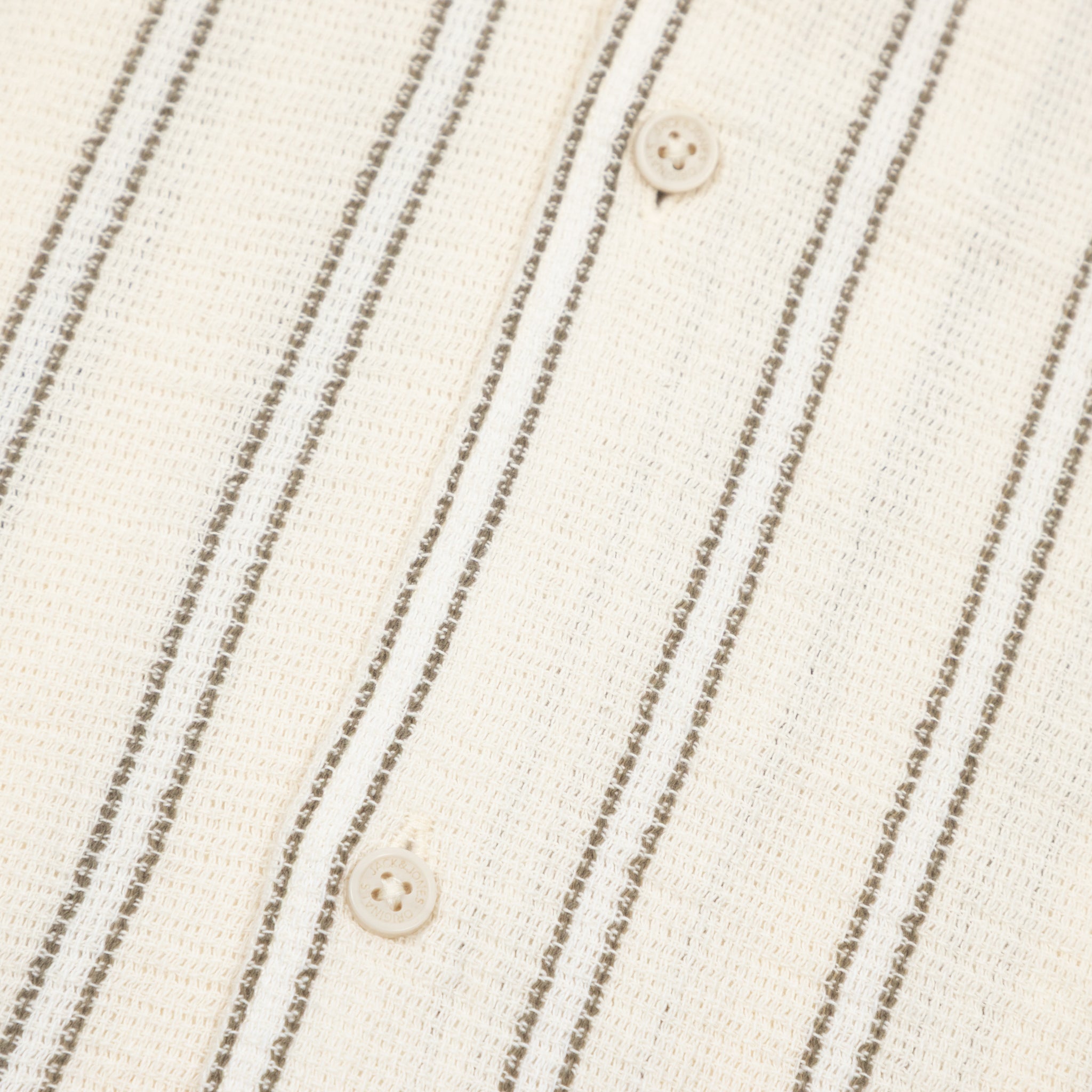 JACK & JONES Coba Stripe Resort Shirt in ANTIQUE WHITE