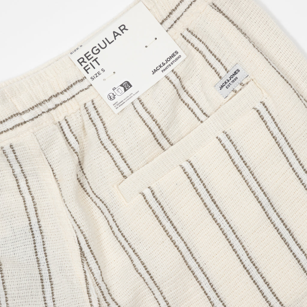 JACK & JONES Jaiden Coba Stripe Jog Shorts in ANTIQUE WHITE