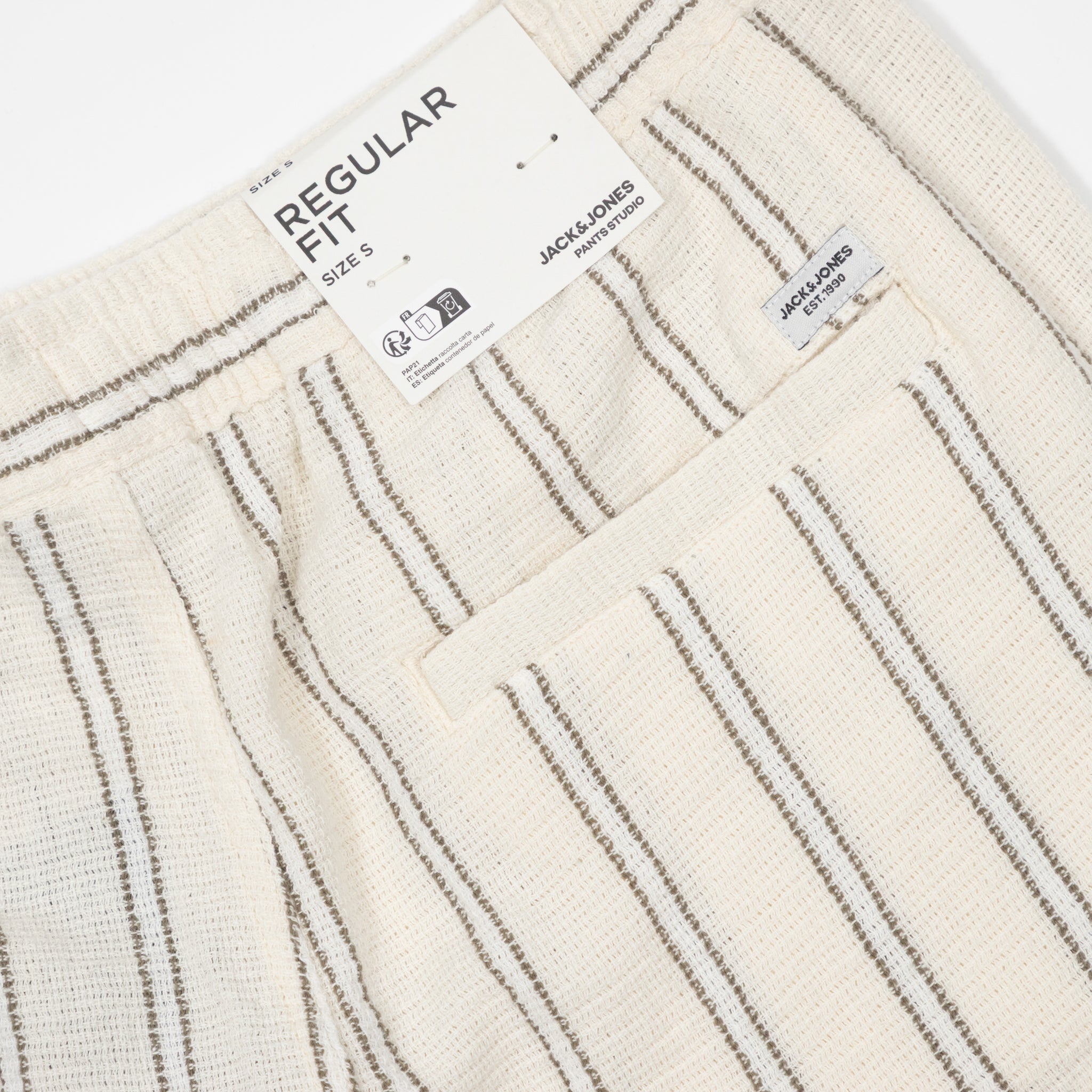 JACK & JONES Jaiden Coba Stripe Jog Shorts in ANTIQUE WHITE
