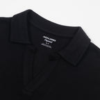 JACK & JONES Split Polo Neck Shirt in BLACK