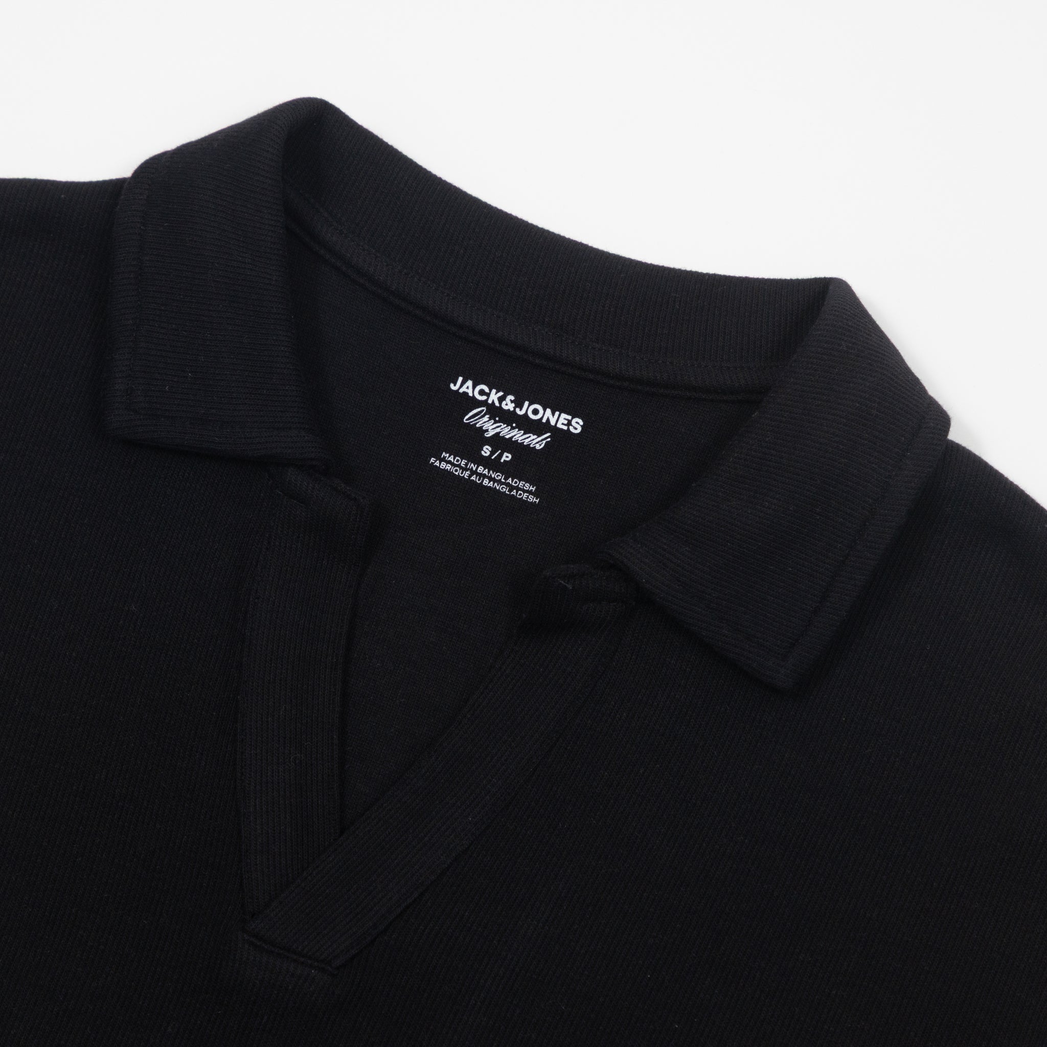 JACK & JONES Split Polo Neck Shirt in BLACK