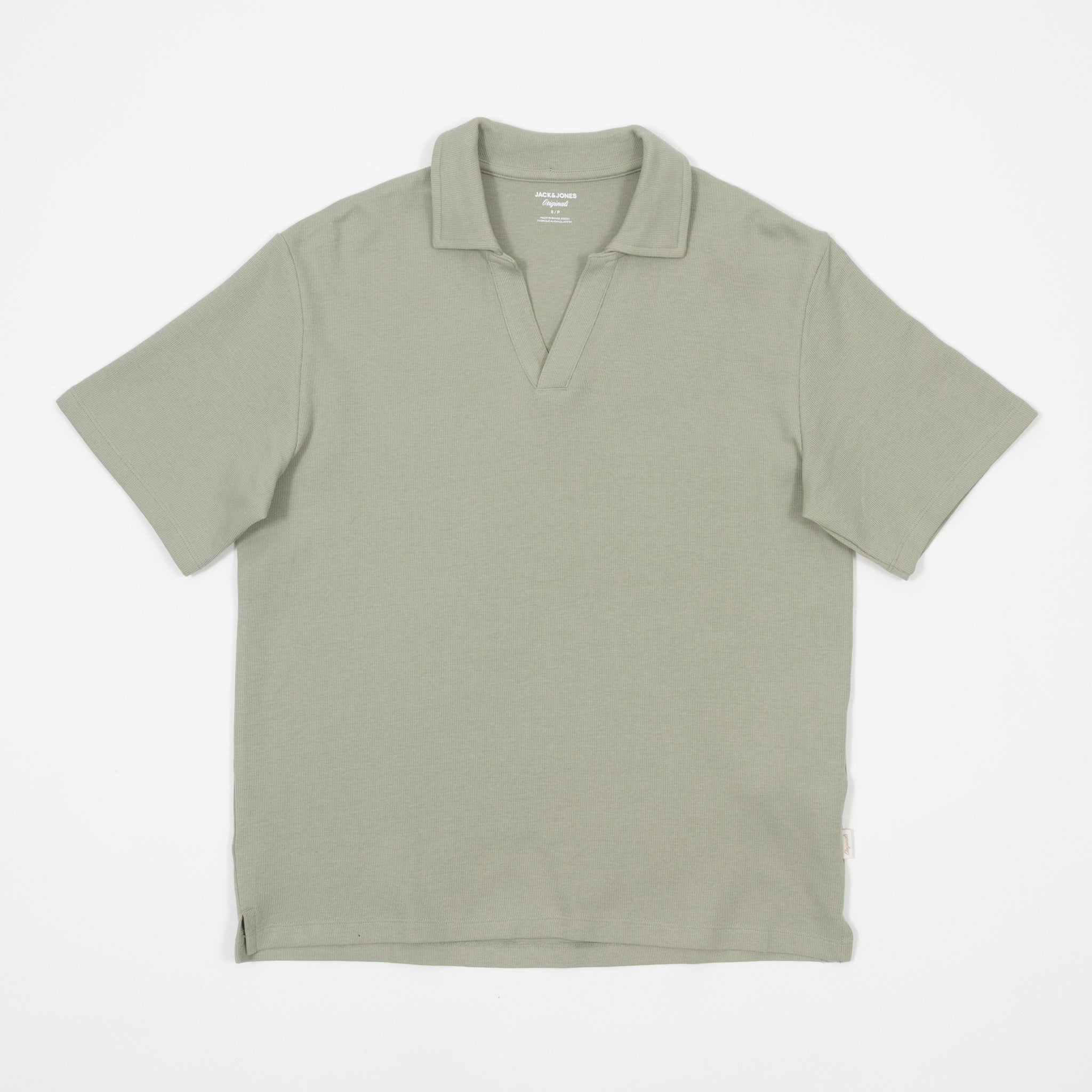 JACK & JONES Split Polo Neck Shirt in GREEN