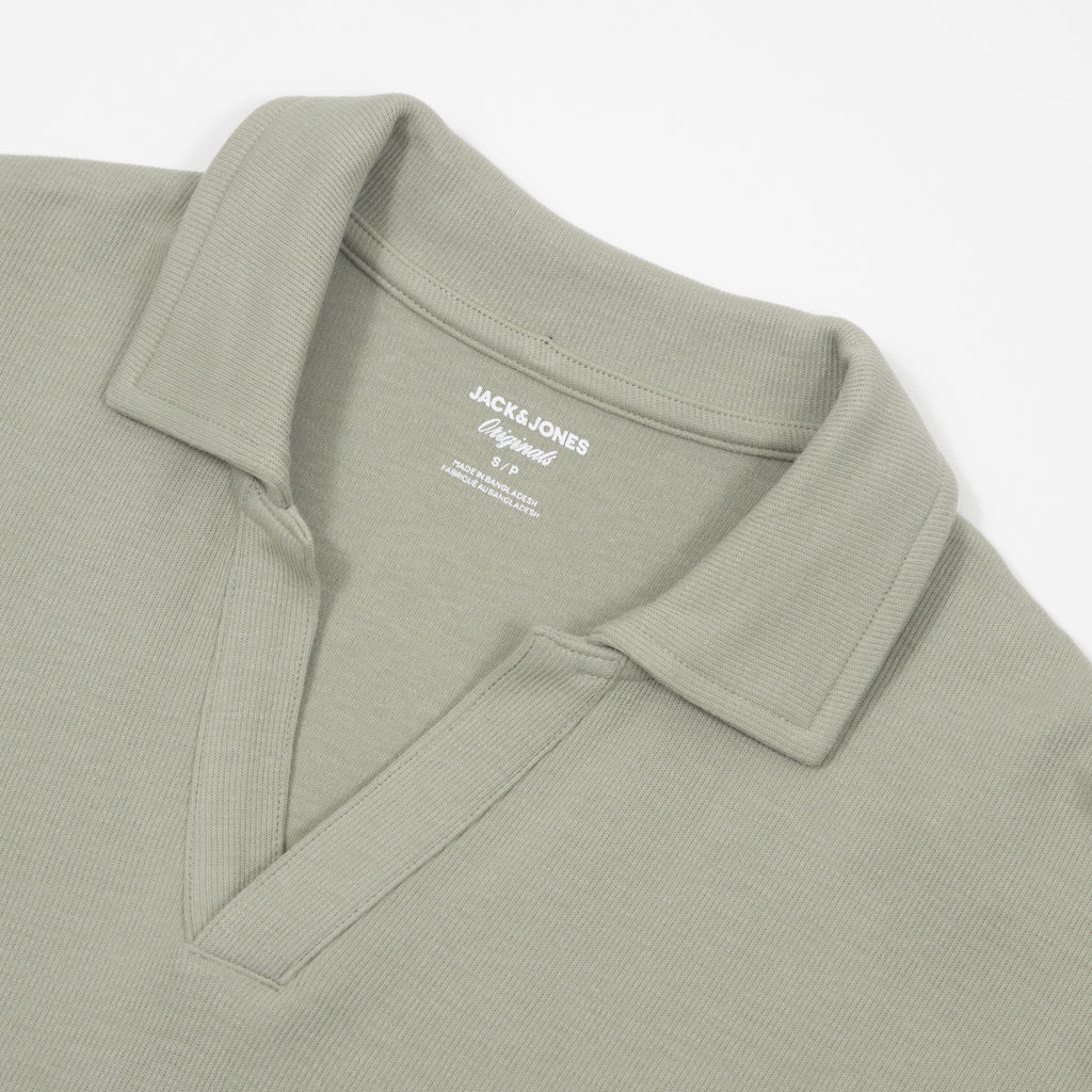 JACK & JONES Split Polo Neck Shirt in GREEN