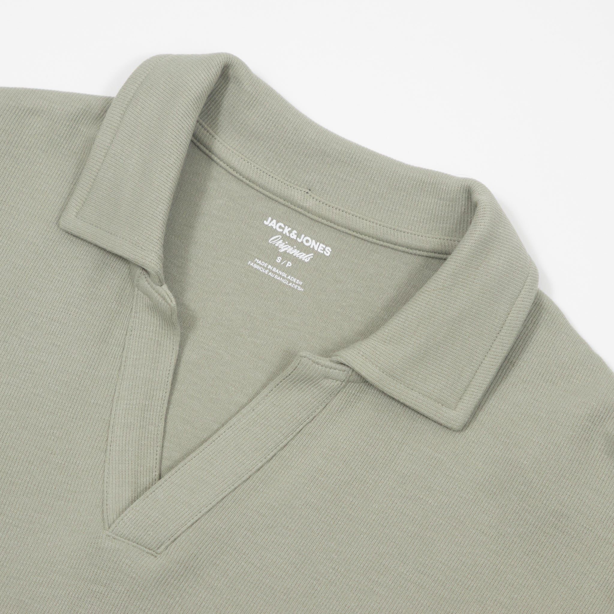 JACK & JONES Split Polo Neck Shirt in GREEN