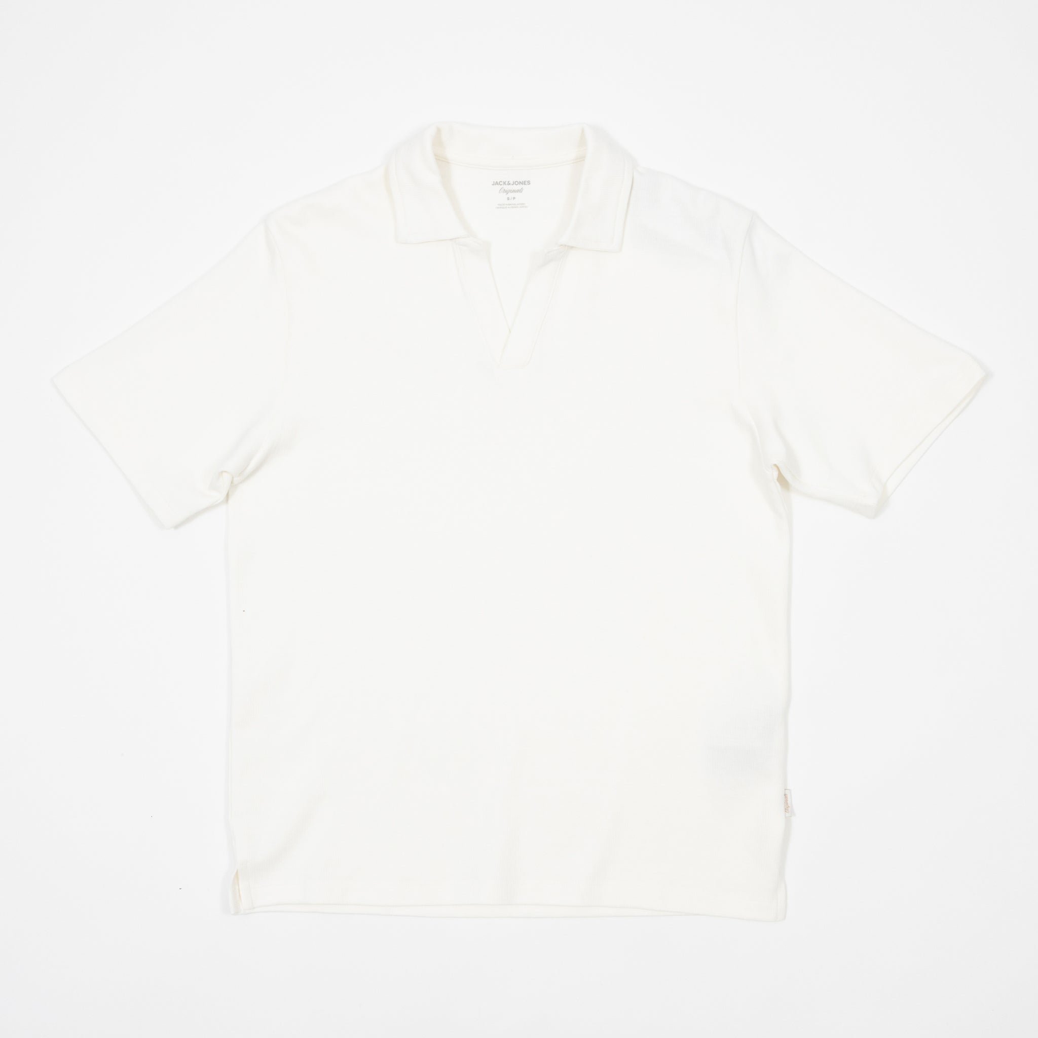 JACK & JONES Split Polo Neck Shirt in OFF WHITE