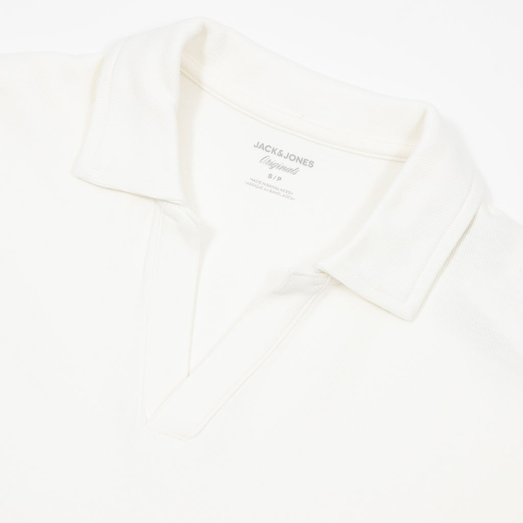 JACK & JONES Split Polo Neck Shirt in OFF WHITE