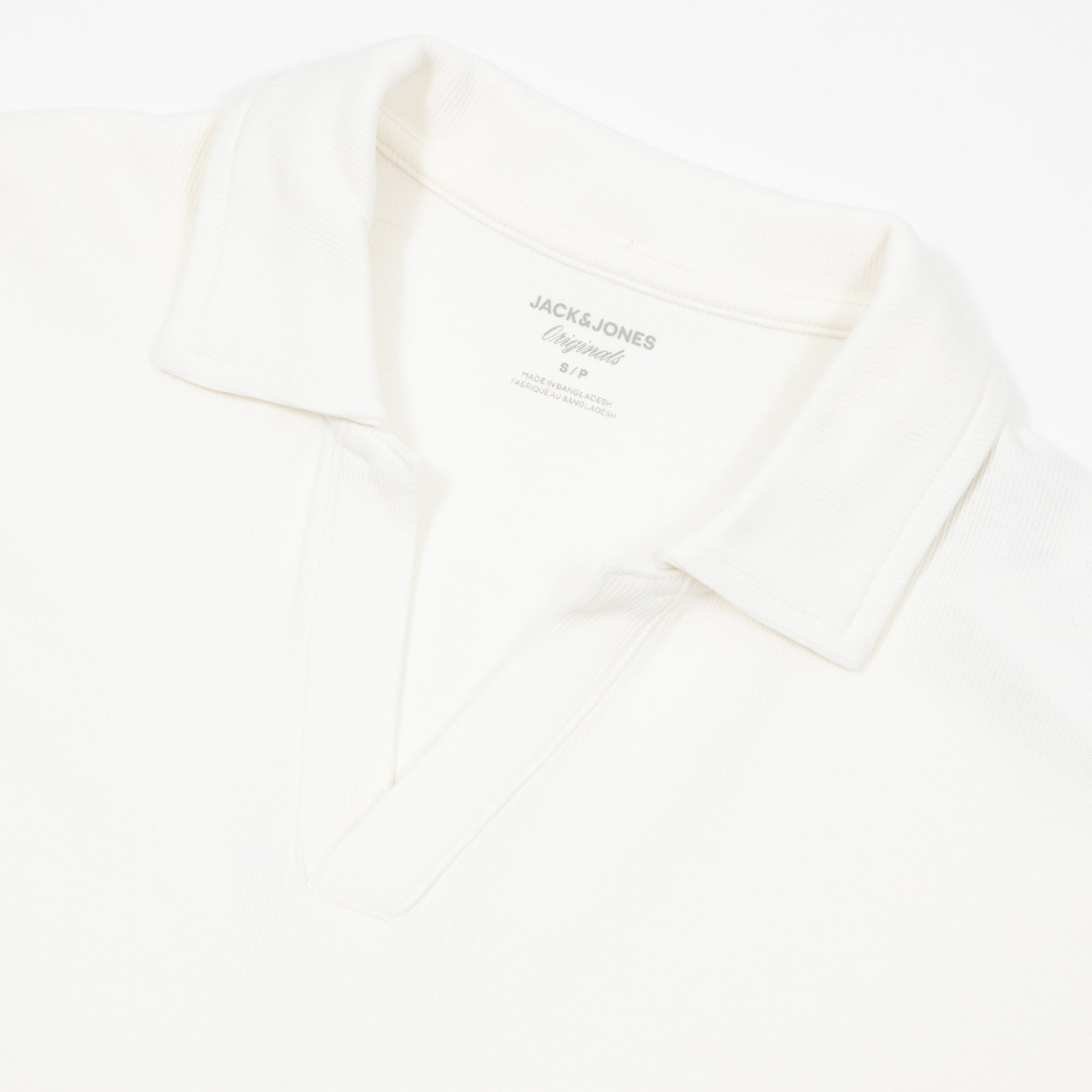 JACK & JONES Split Polo Neck Shirt in OFF WHITE