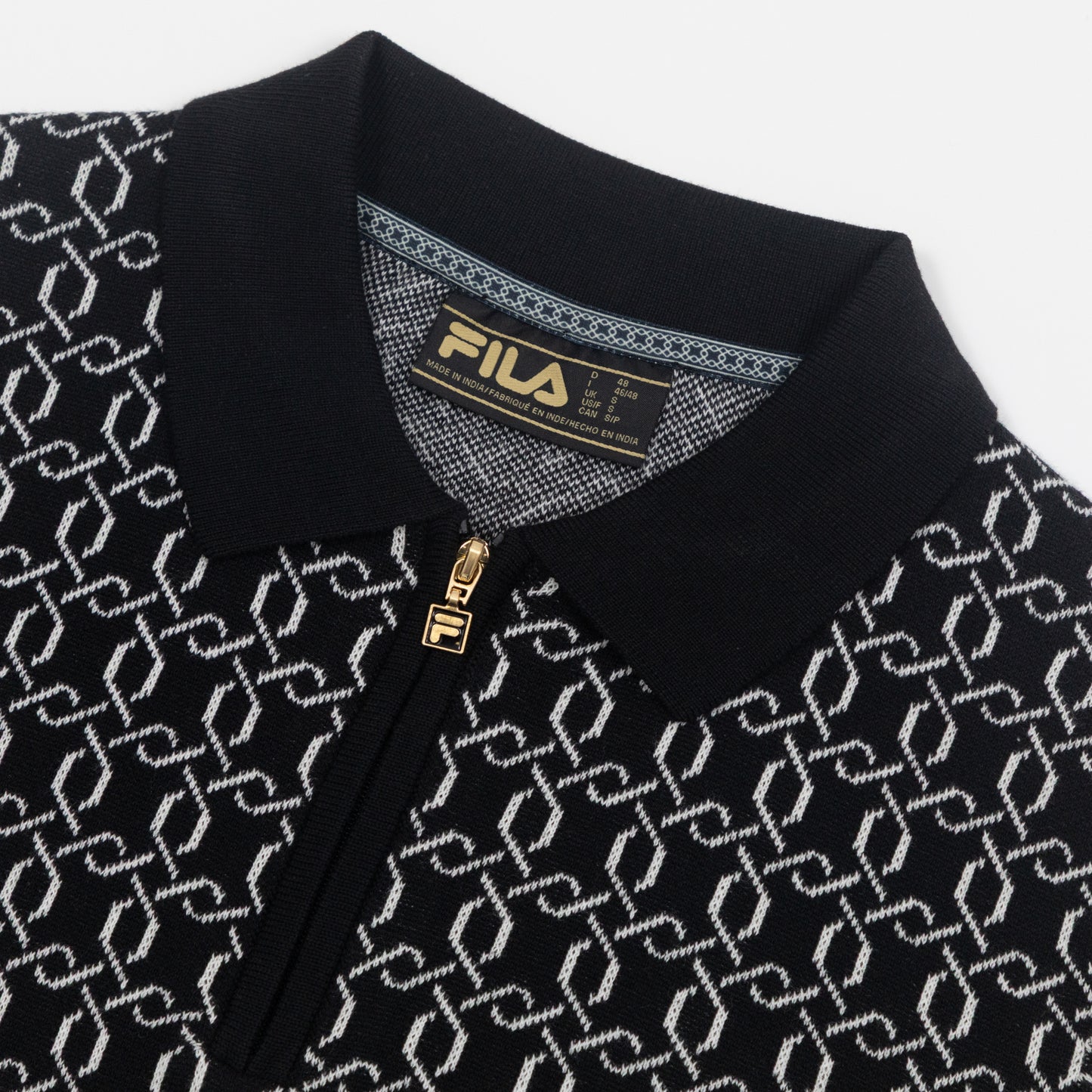FILA Jackson Knit Zip Polo Shirt in BLACK