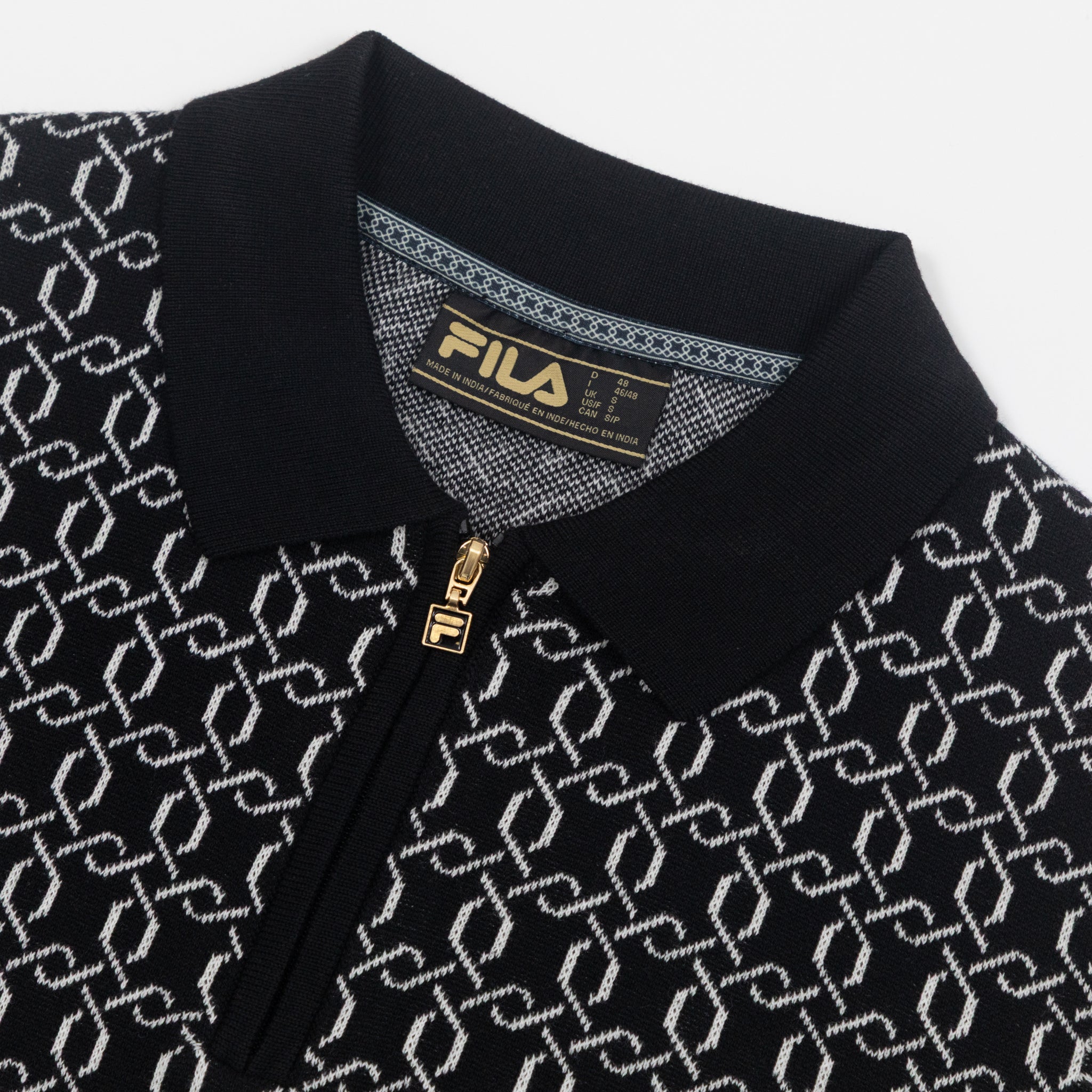 FILA Jackson Knit Zip Polo Shirt in BLACK