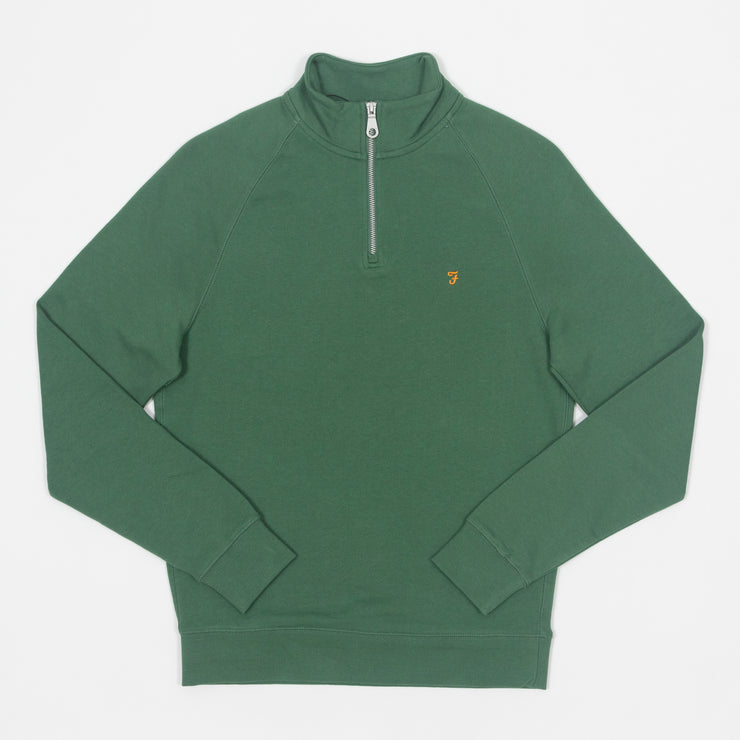 FARAH Jim Quarter Zip Sweatshirt in GREEN